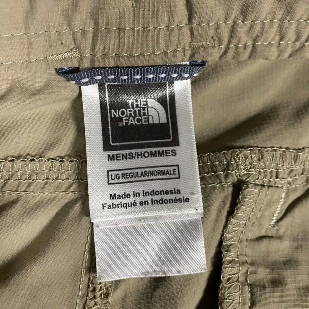 The North Face Mens L Khaki Convertible Zip Off Hiking Pants AT9M Tan Nylon